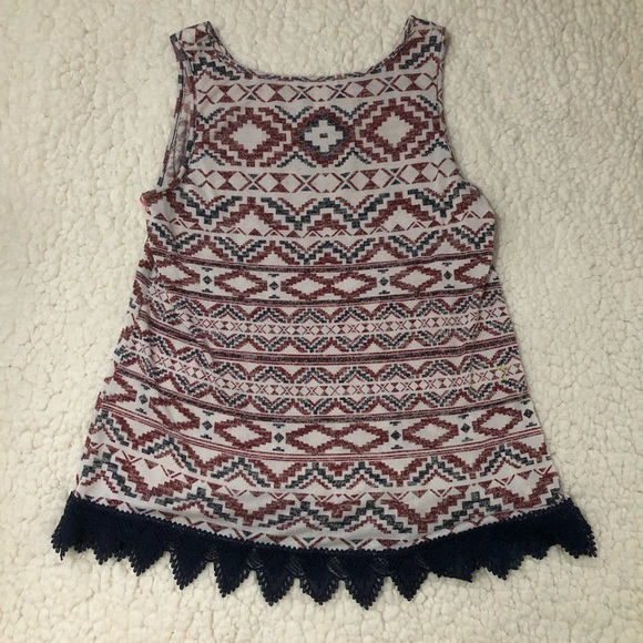 Maroon white and blue wide strap tank top - Picture 2 of 3